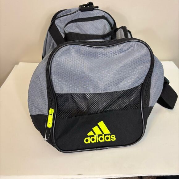 Adidas Grey with Black and Neon Yellow Small Duffle Bag Unisex - Picture 4 of 6